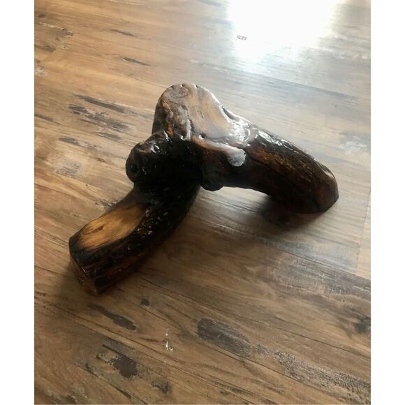 Vintage 1960’s Sculptural Burl Wood Live Edge Biomorphic Lacquered Plant Stand - Picture 11 of 12